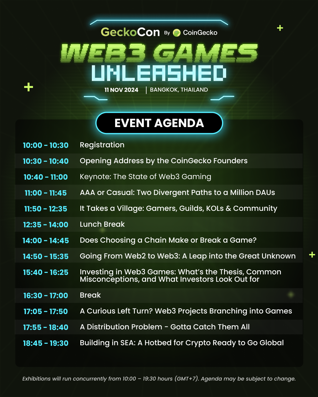 Gecko Con 2024 Event Agenda as of 2 Oct 2024