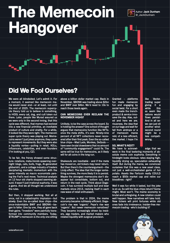13 Solana Floor Magazine la resaca de Memecoin